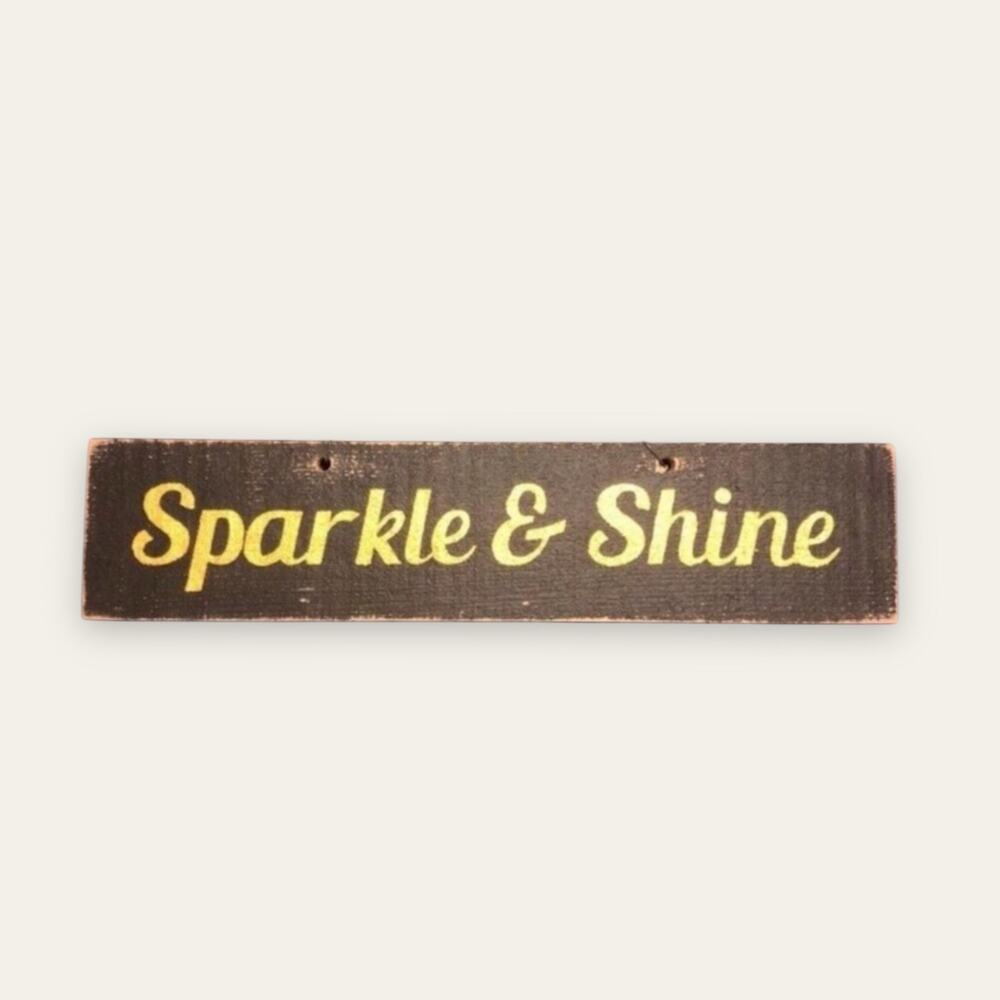 Tilly's Sparkle & Shine Yellow & Brown Rustic Wooden Artsy Sign Decor